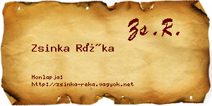 Zsinka Réka névjegykártya